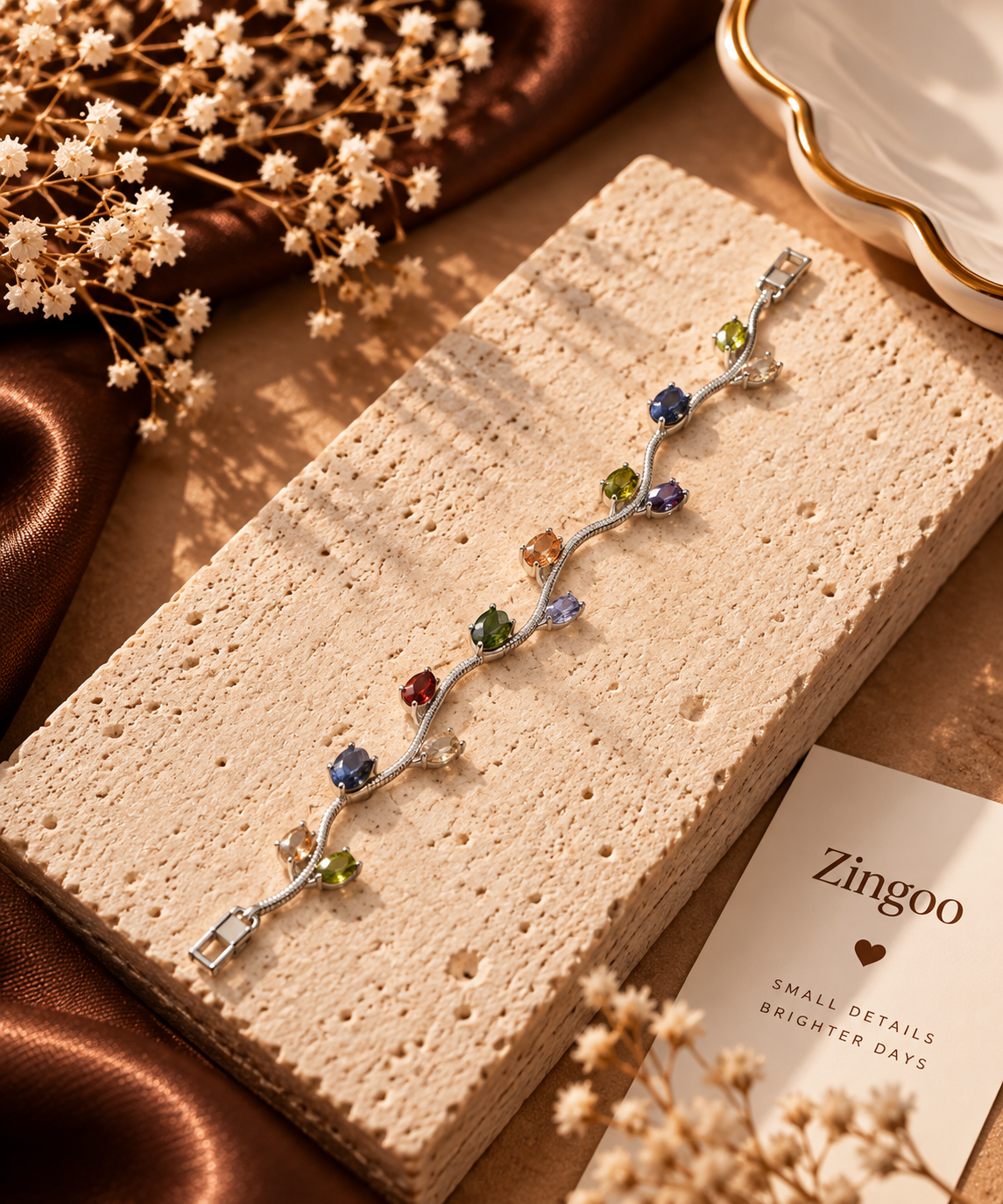 Multicolor Stone Tulip Bracelet