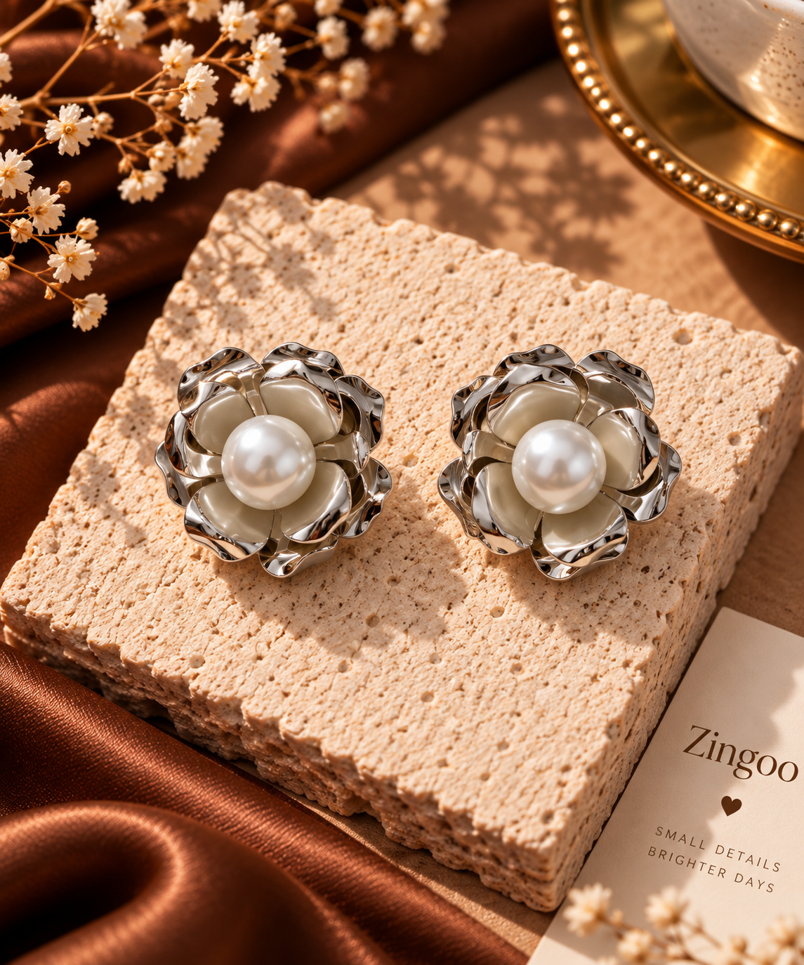 Pearl Flower Studs