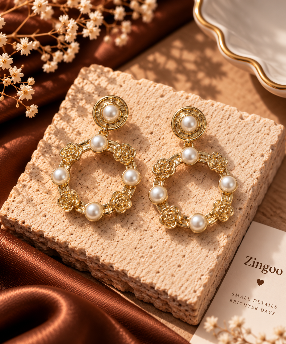 Pearl Rose Earring