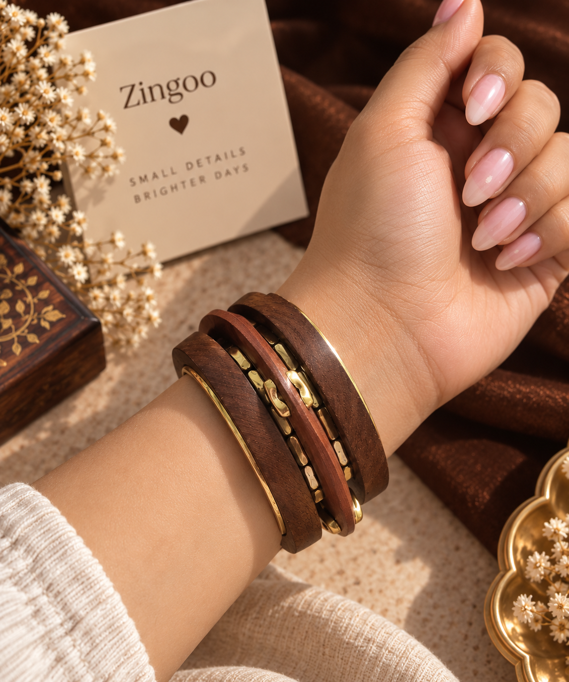 Brown Cuff Bangle Set