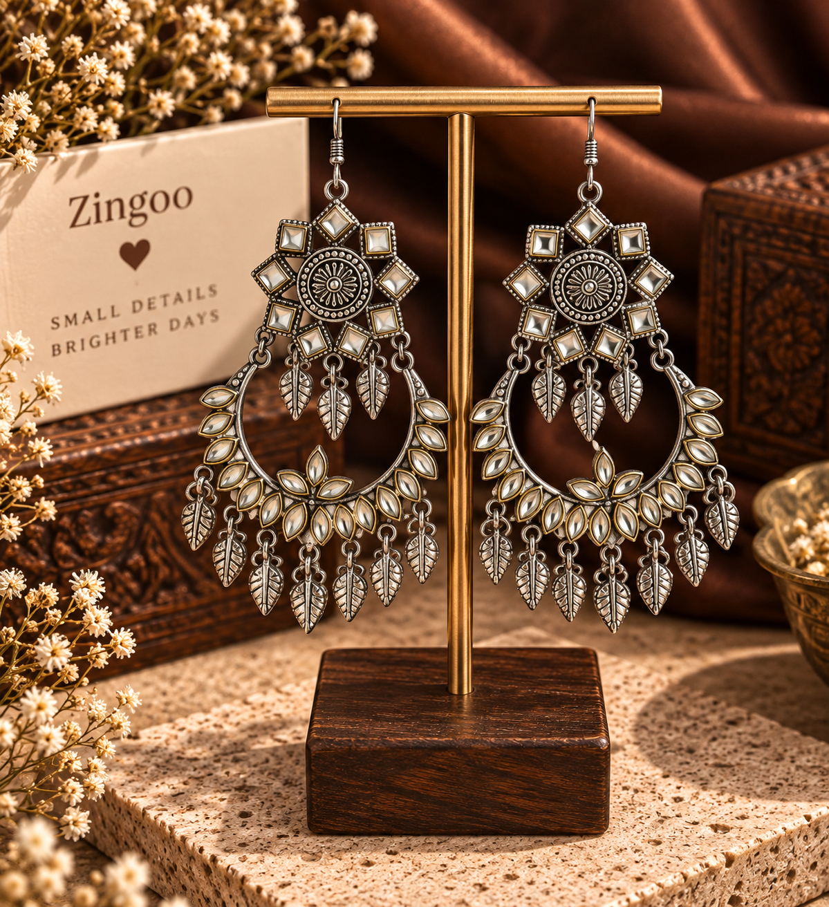 Leaf Chandbali Earrings